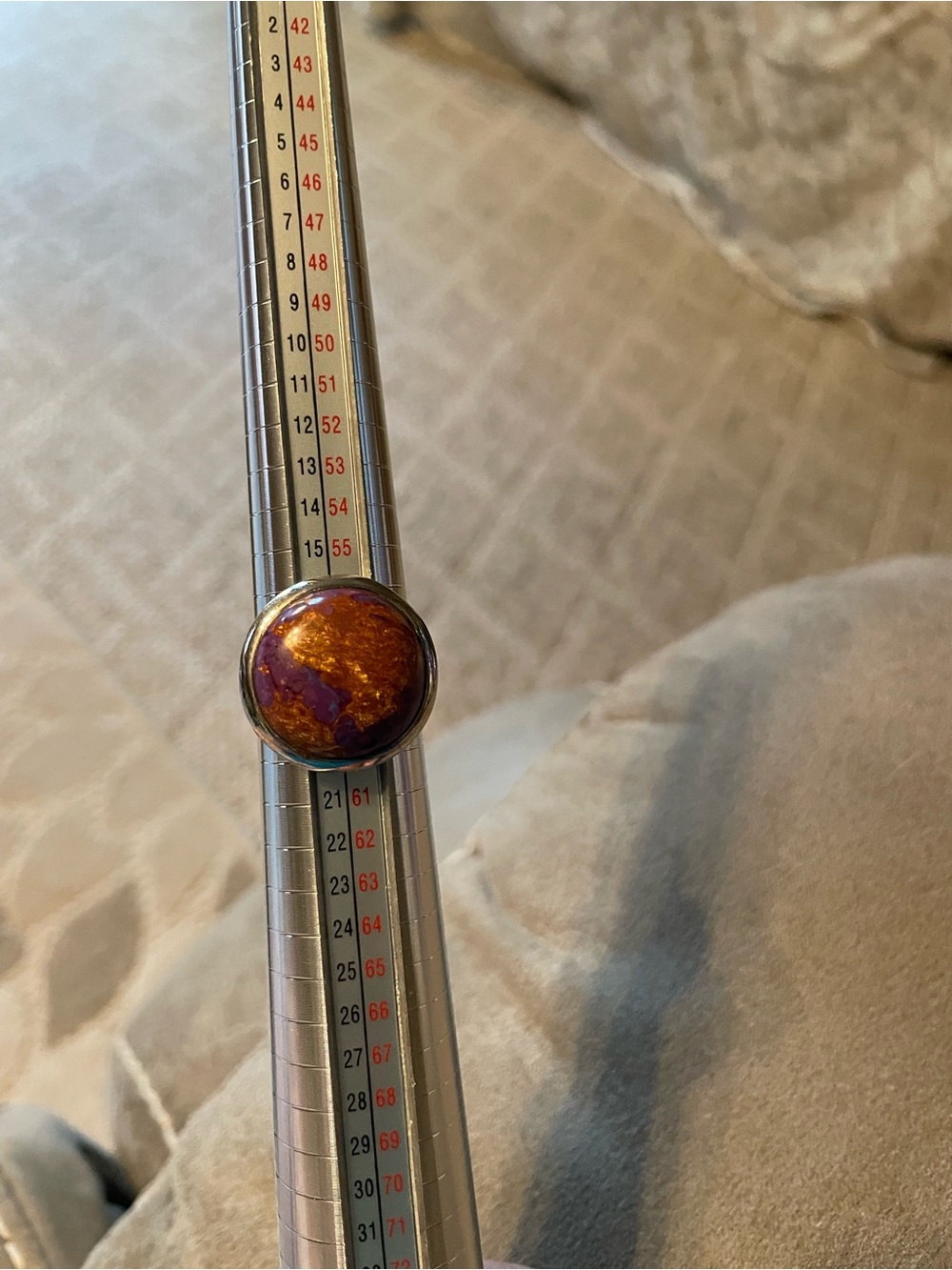 Round Statement Ring with Copper and Purple Resin Dome